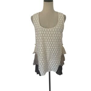 Anthropology A'reve Top Lace Tiered Flowing Cotton Blend Sz L Boho Hippie Ruffle